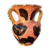 Vase Vallauris 1950 rose noir et jaune