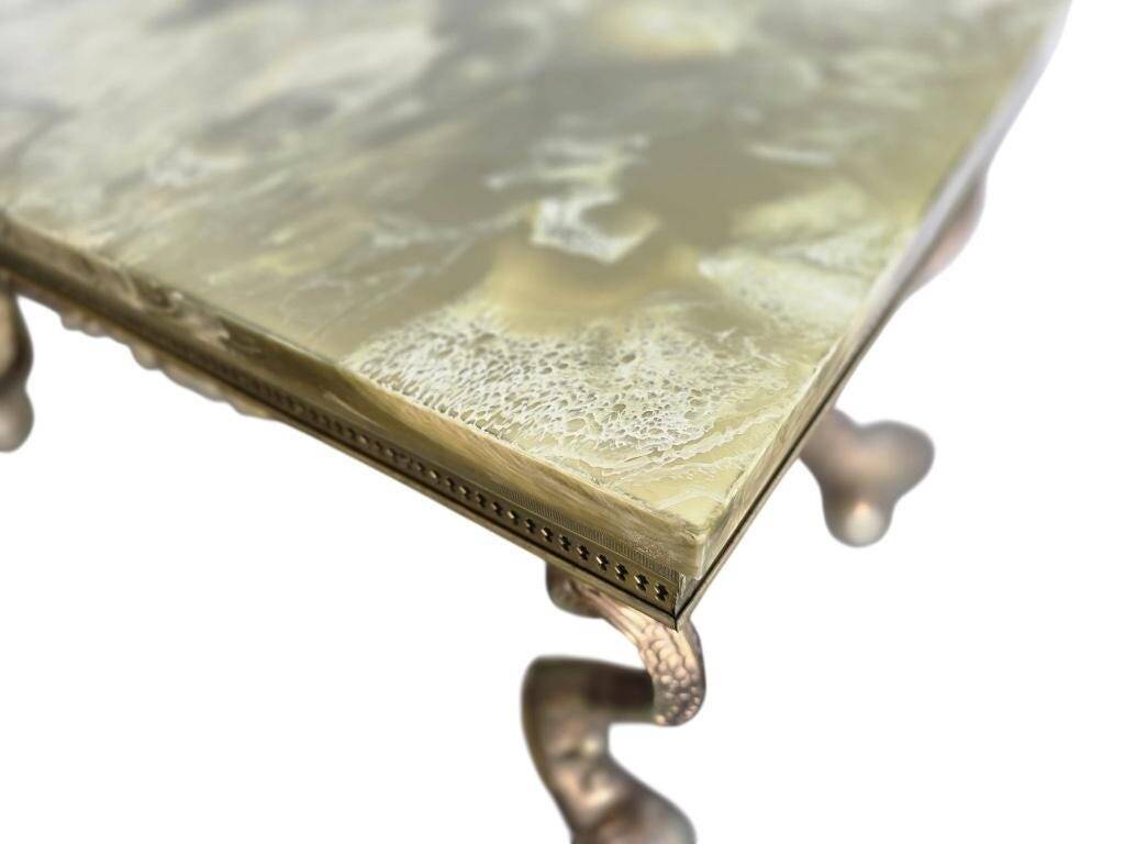 Vintage onyx coffee table with koi legs