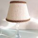 Bedside lamp with glass base and beige fabric lampshade / vintage 60s-70s