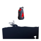 Vintage Mid Century Modern Fat Lava West German Black and Red Glazed V