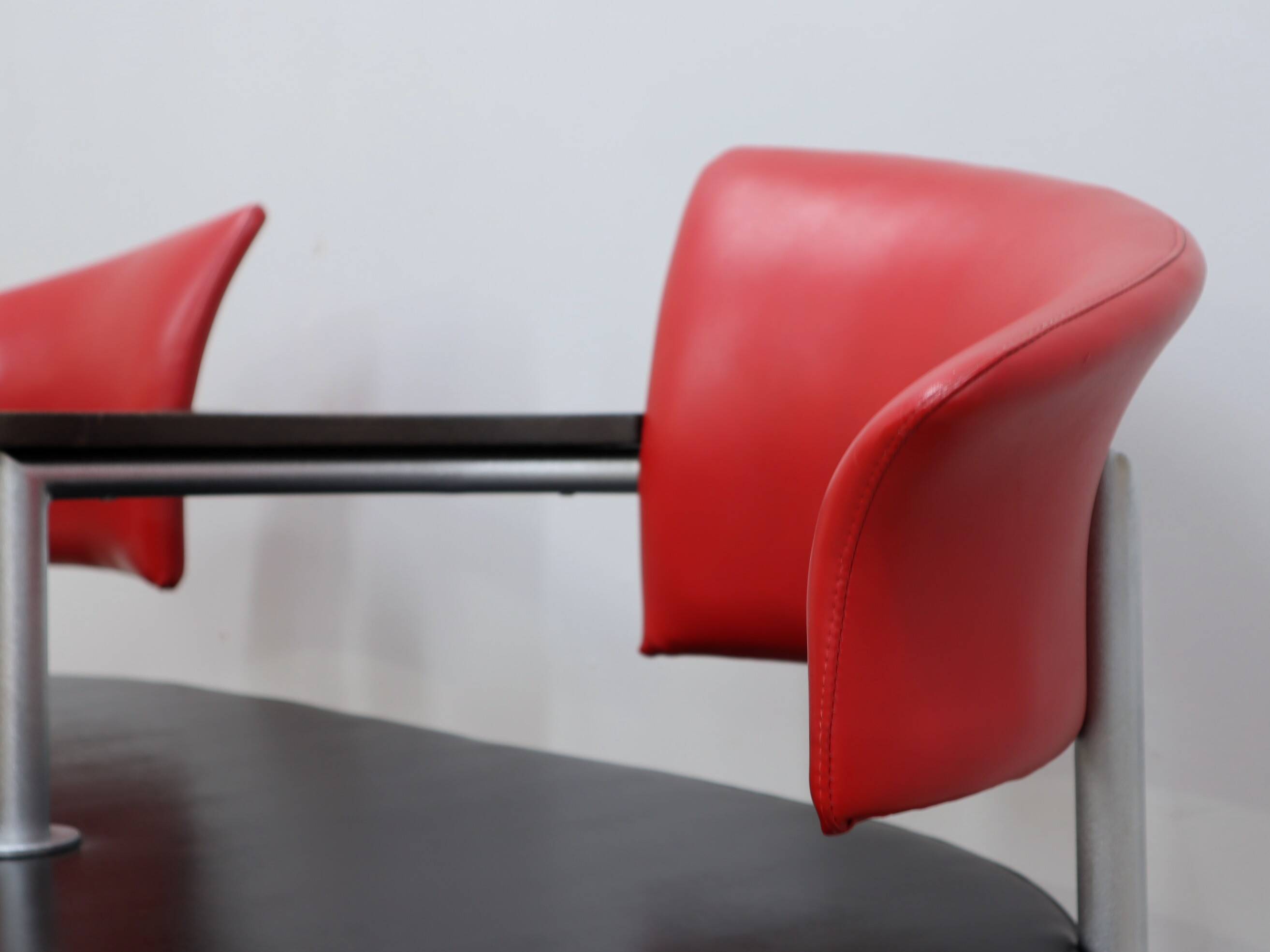 1990s Italian black and red post modern design bench