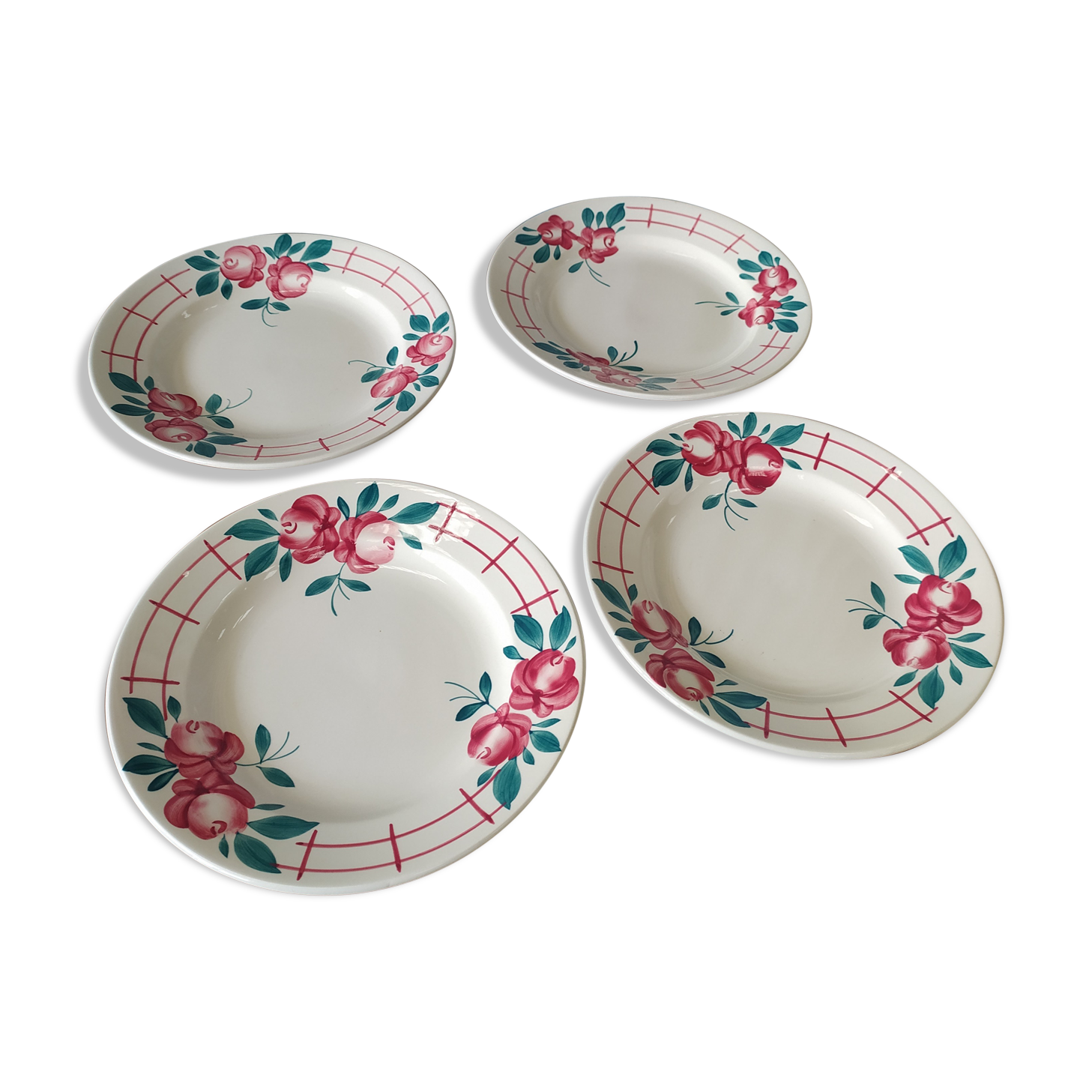 Set of 4 flat plates sarreguemines Beauséjour