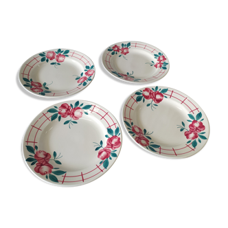 Set of 4 flat plates sarreguemines Beauséjour