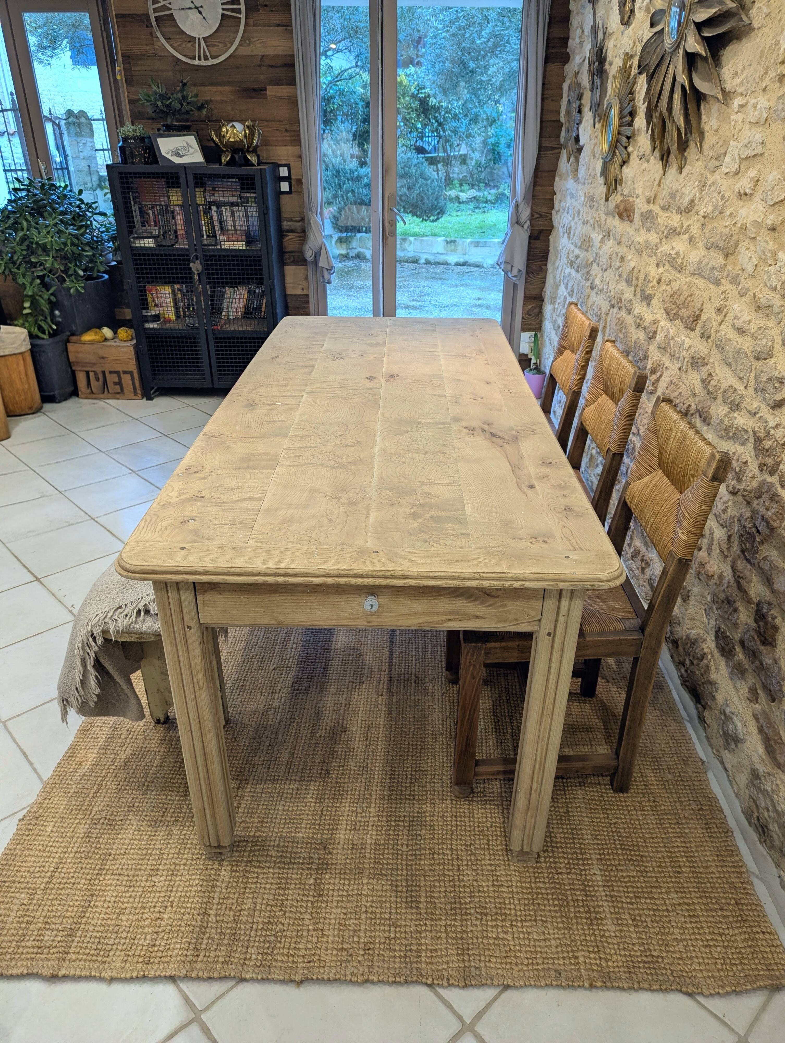Old farmhouse table in elm