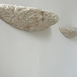 Pair of vintage stone sconces, natural beige, Italy 1979