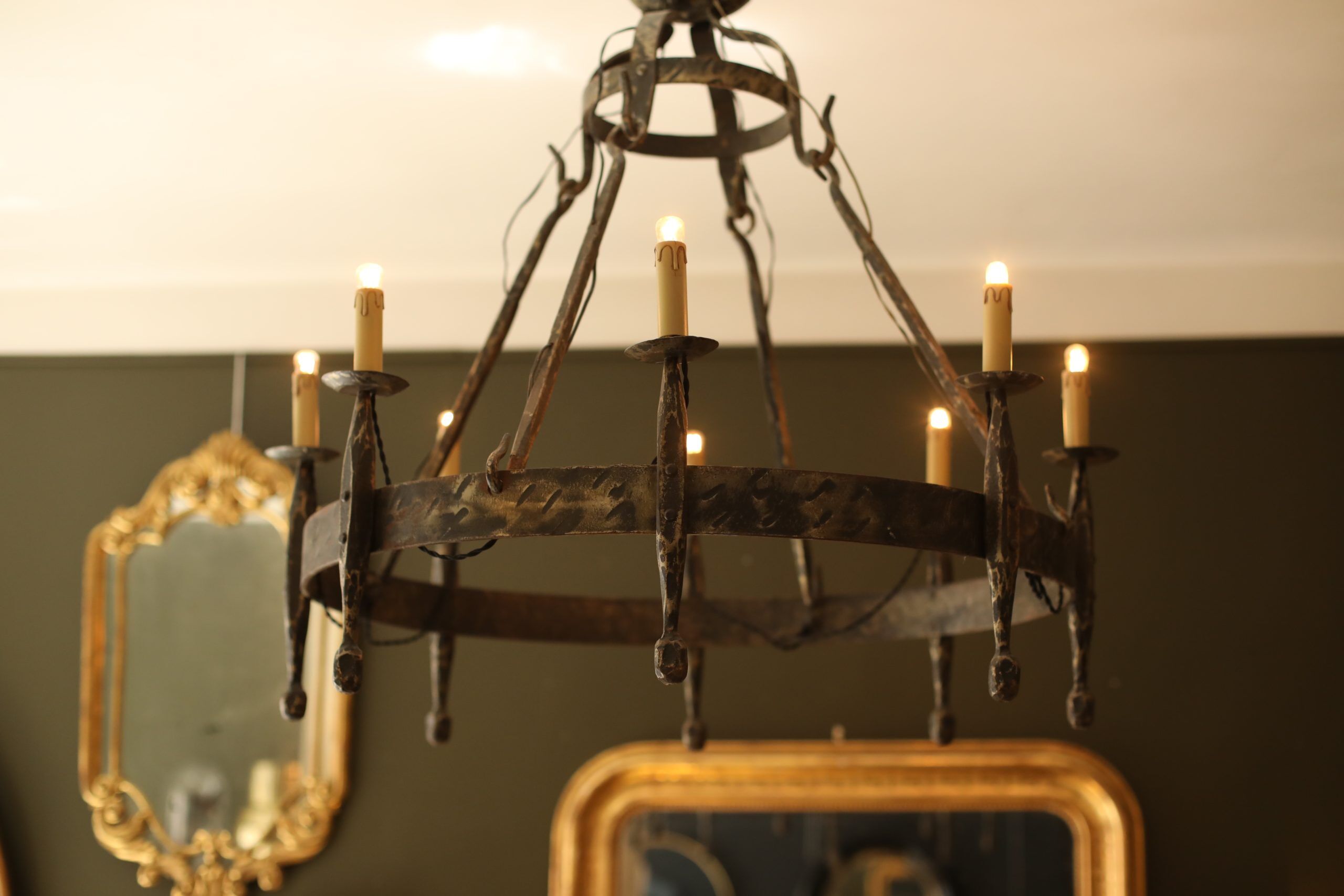 Antique wrought iron chandelier