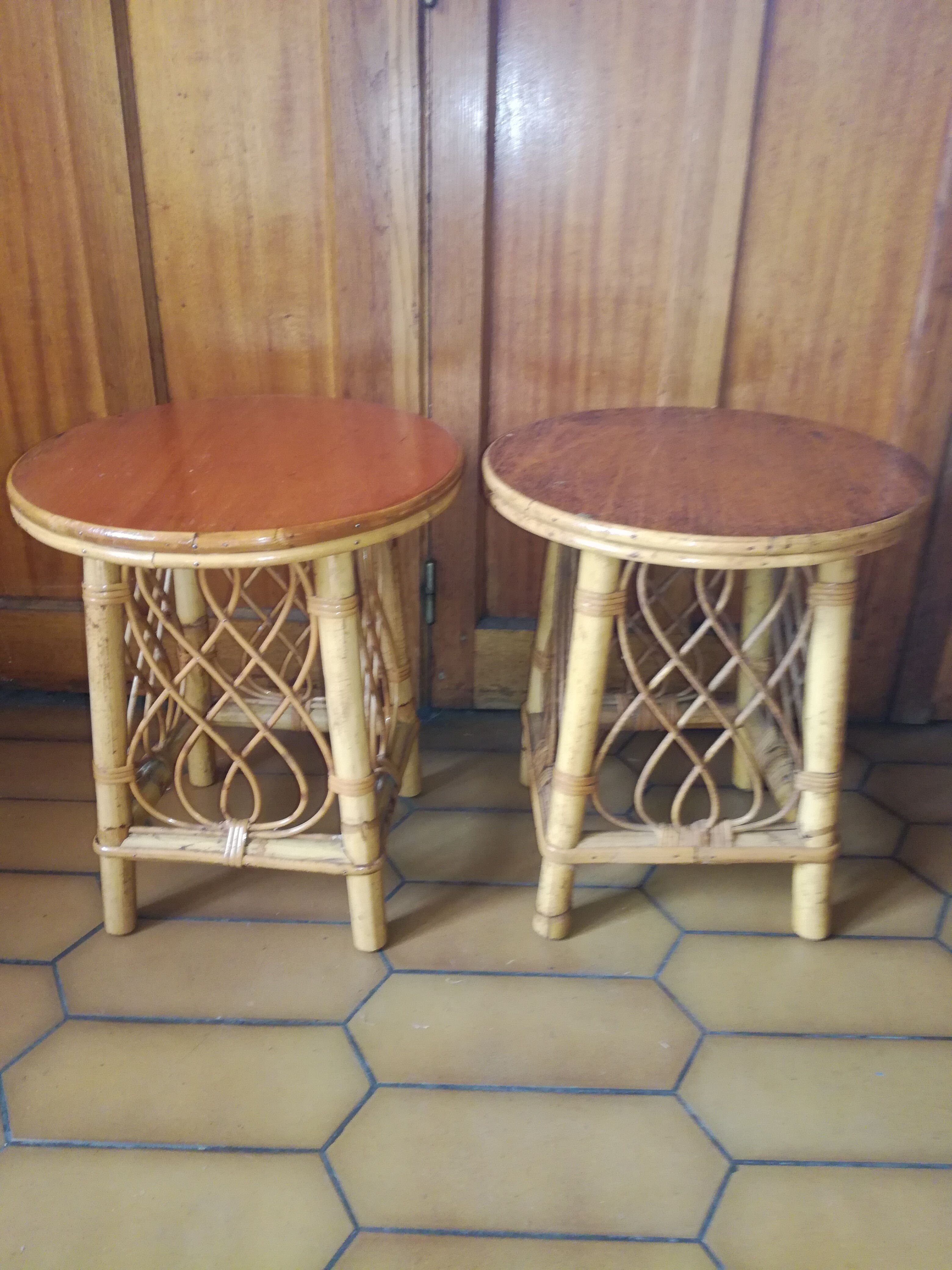 Pair of nightstands in rattan