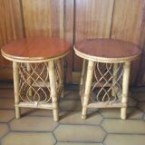 Pair of nightstands in rattan