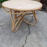 Table basse en rotin vintage