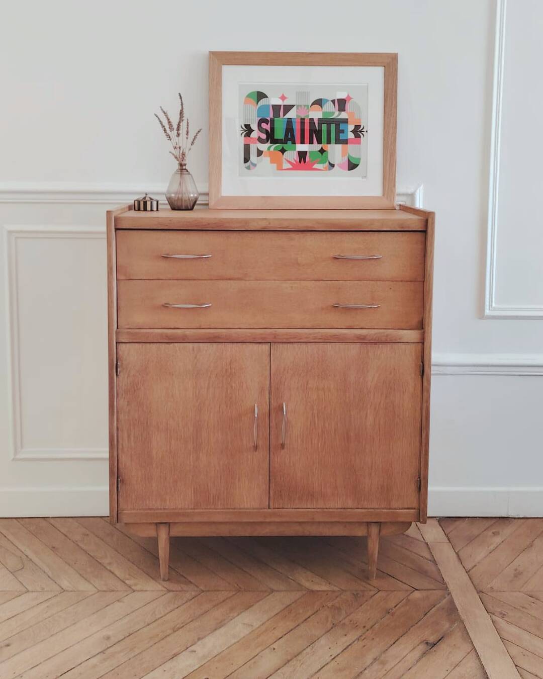 Renovated vintage high sideboard, 1960s