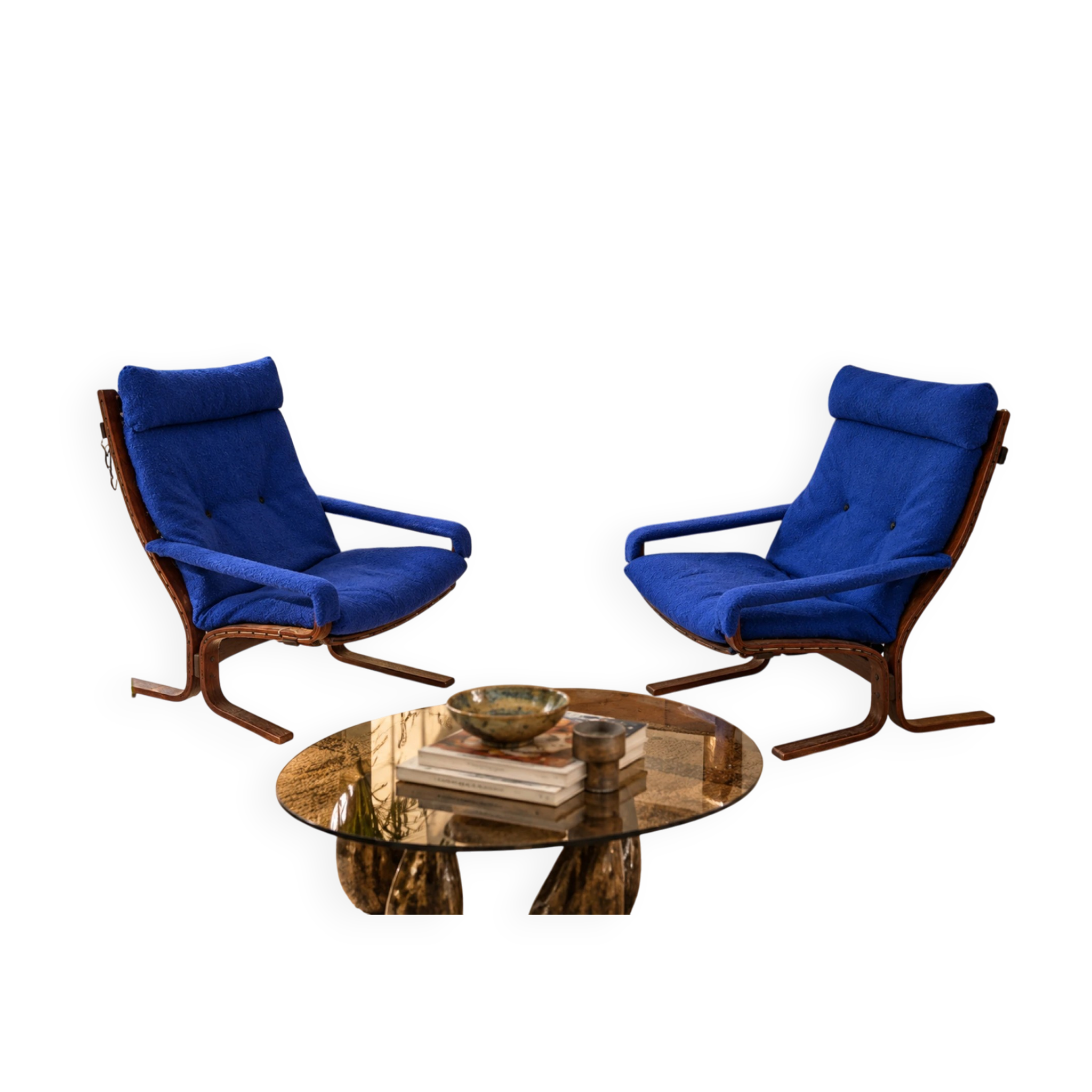 Pair of Siesta armchairs by Ingmar Relling, vintage Scandinavian design.