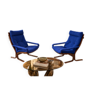 Pair of Siesta armchairs by Ingmar Relling, vintage Scandinavian design.
