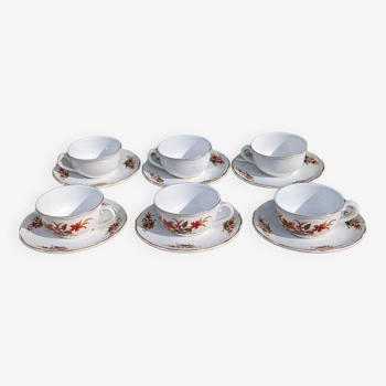 Set of six Digoin cups, Trouvère model