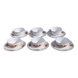 Set of six Digoin cups, Trouvère model