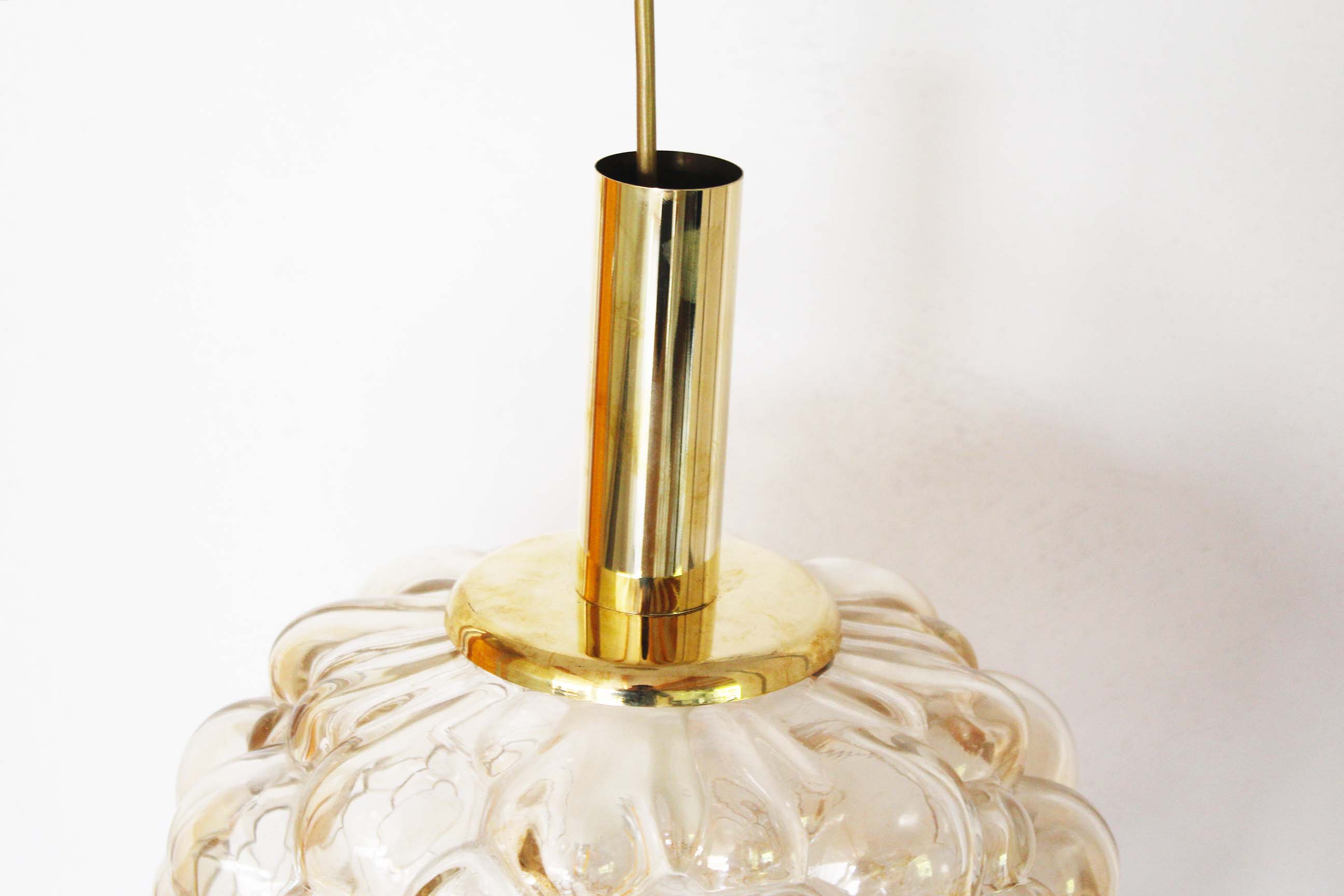 XL amber bubble glass pendant light by Helena Tynell for Glashutte Limburg