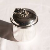 Silver-plated metal coffee service with a grape design.