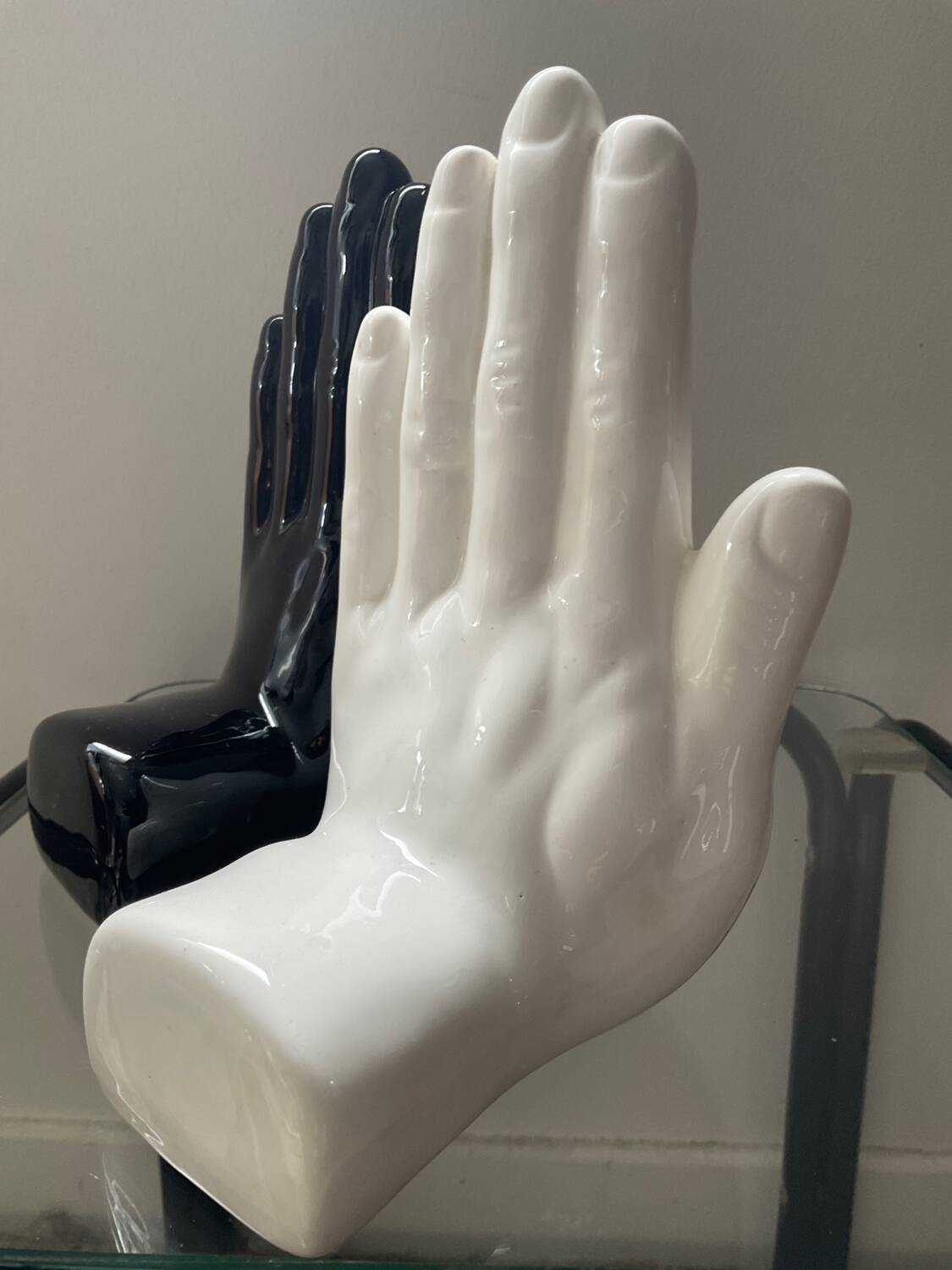 Pair of ceramic Hands bookends from the 70s