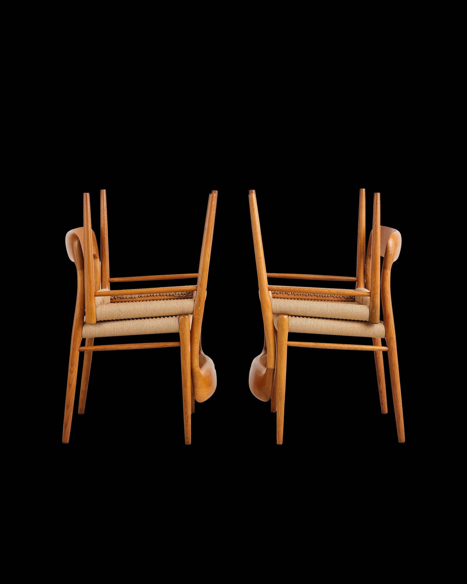 Set of 4 chairs model 75 in oak, Niels O. Møller, Denmark, 1950s