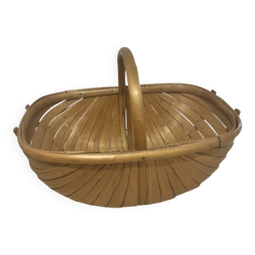 Panier à pique-nique vintage en bois courbé à double couvercle — Style