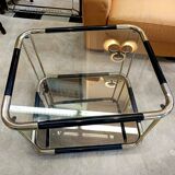 Table basse d'appoint laiton et verre 1970