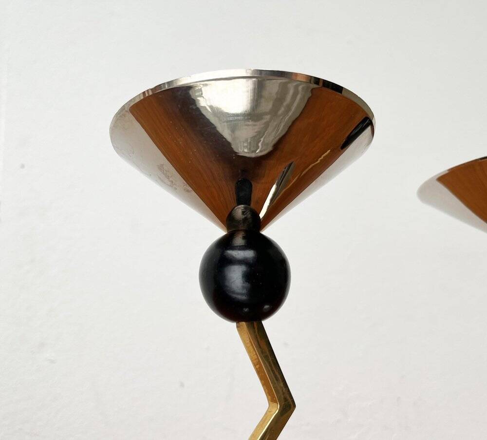 Italian postmodern metal candle holders, 1980s, set of 2