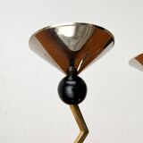 Italian postmodern metal candle holders, 1980s, set of 2