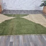 Tapis Vert et blanc fait à la main 200x100cm