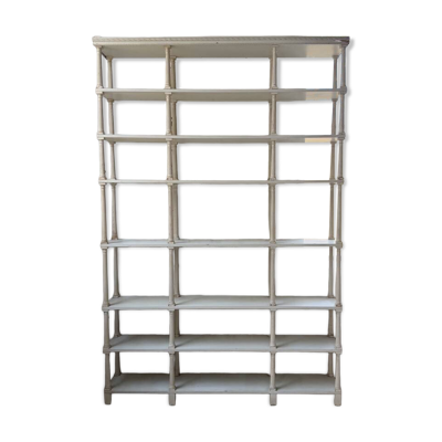 Bibliothèque, étagère XL Napoléon en bois patiné blanc
