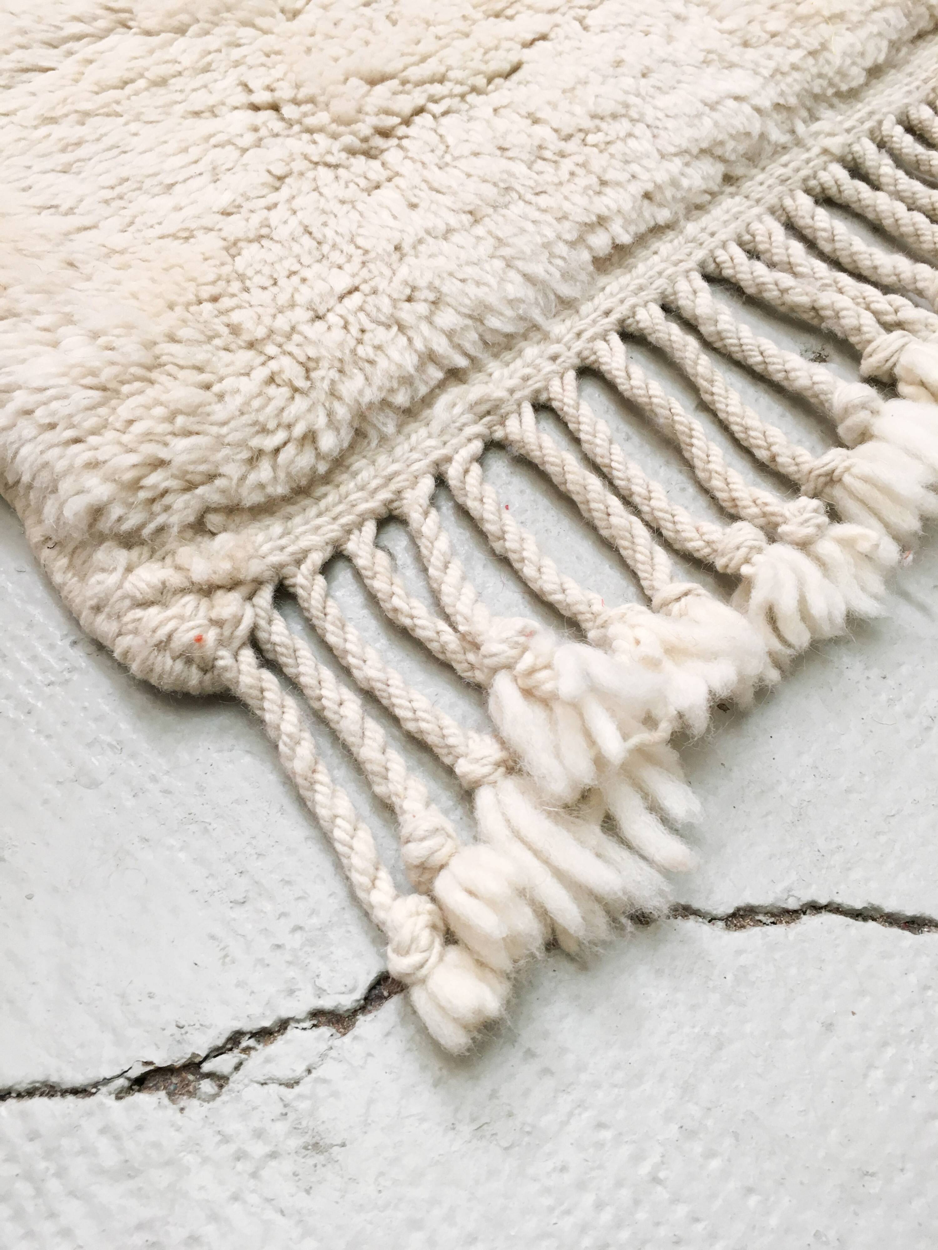 Moroccan Berber rug M'rirt, ecru with colorful patterns, 2.92x2.12m