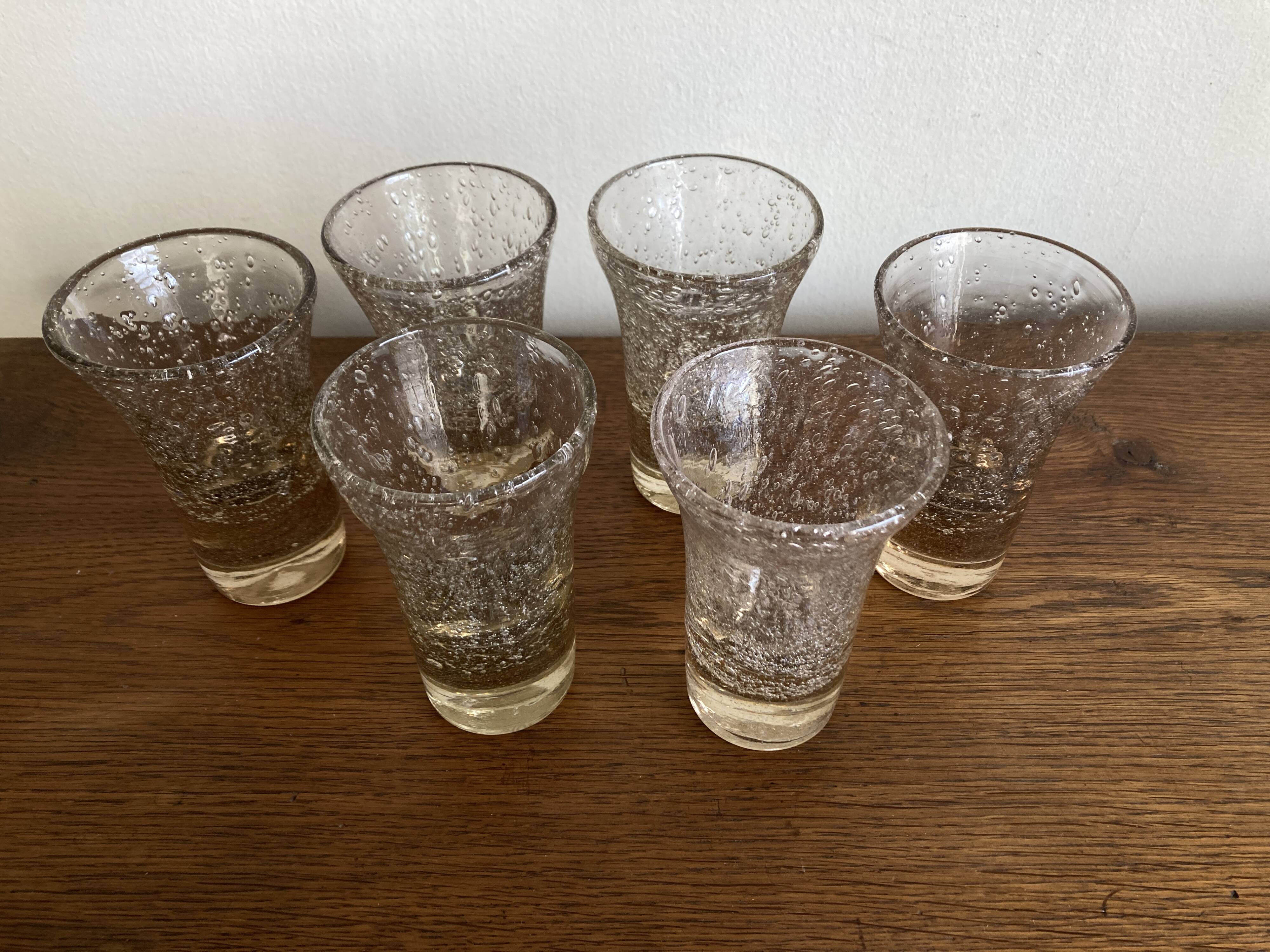 Set de 6 gobelets Biot rose des sables 1960 signés