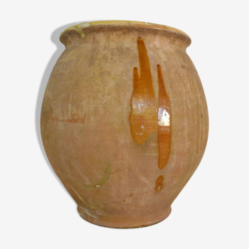 Pot à confit, jarre, jaune vernissé, sud ouest de la France XIXème