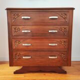 Art Deco chest of drawers in solid walnut