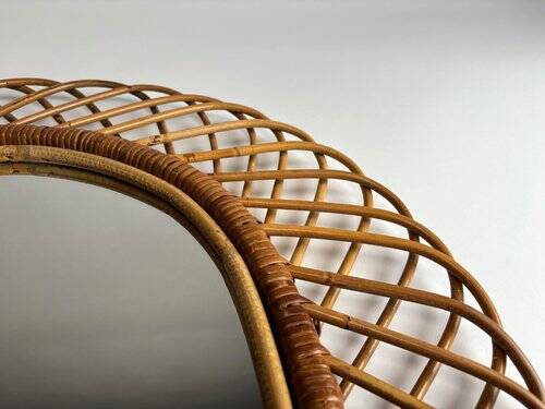 Rattan and Bamboo Mirror attributed to Franco Albini, 1970s