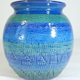 Aldo Londi ceramic ball vase Bitossi Riminu blu
