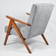 Vintage armchair Compas, 1960s, restored, grey fabric, teak