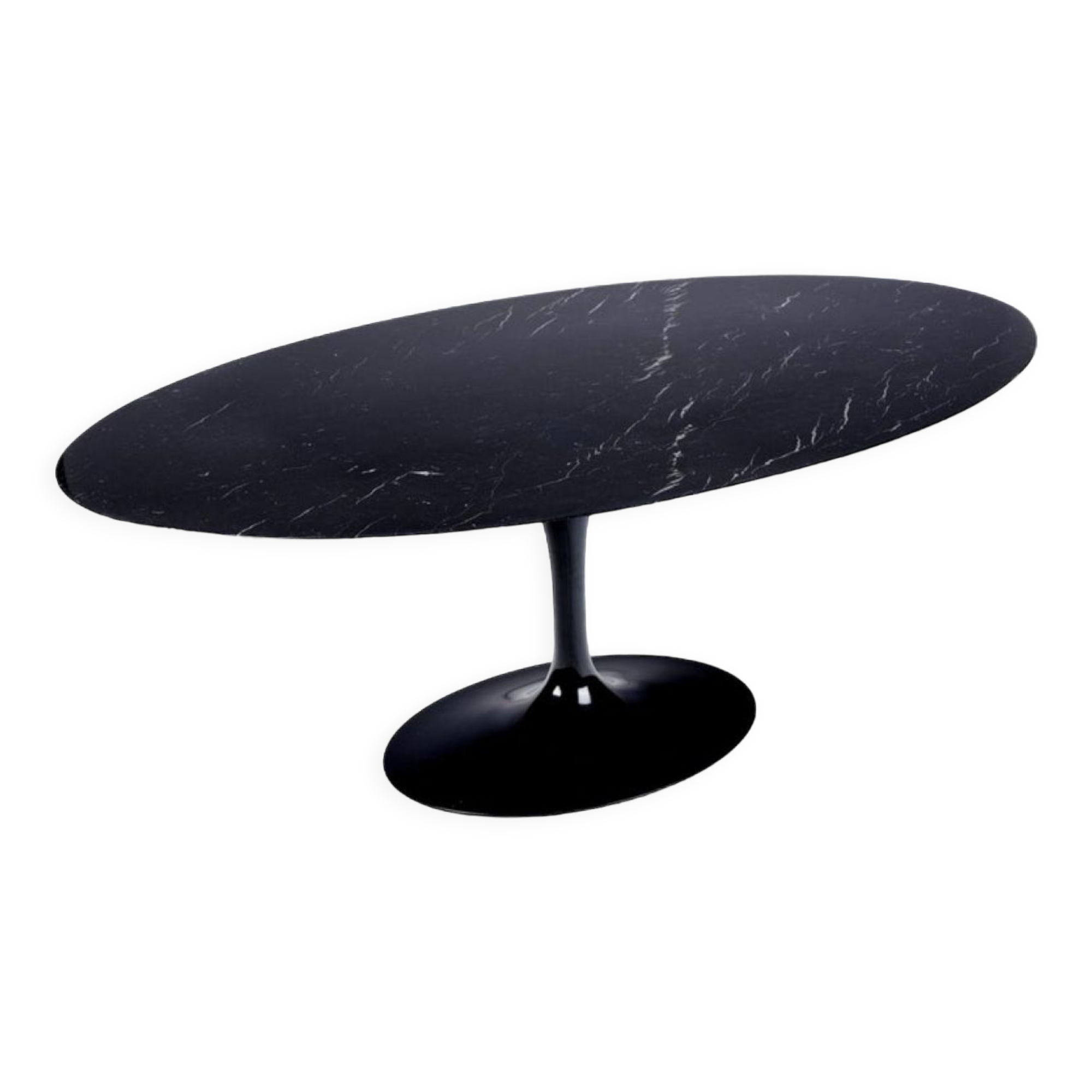 Saarinen & Knoll International: Tulip table, marble marquina and black rilsan
