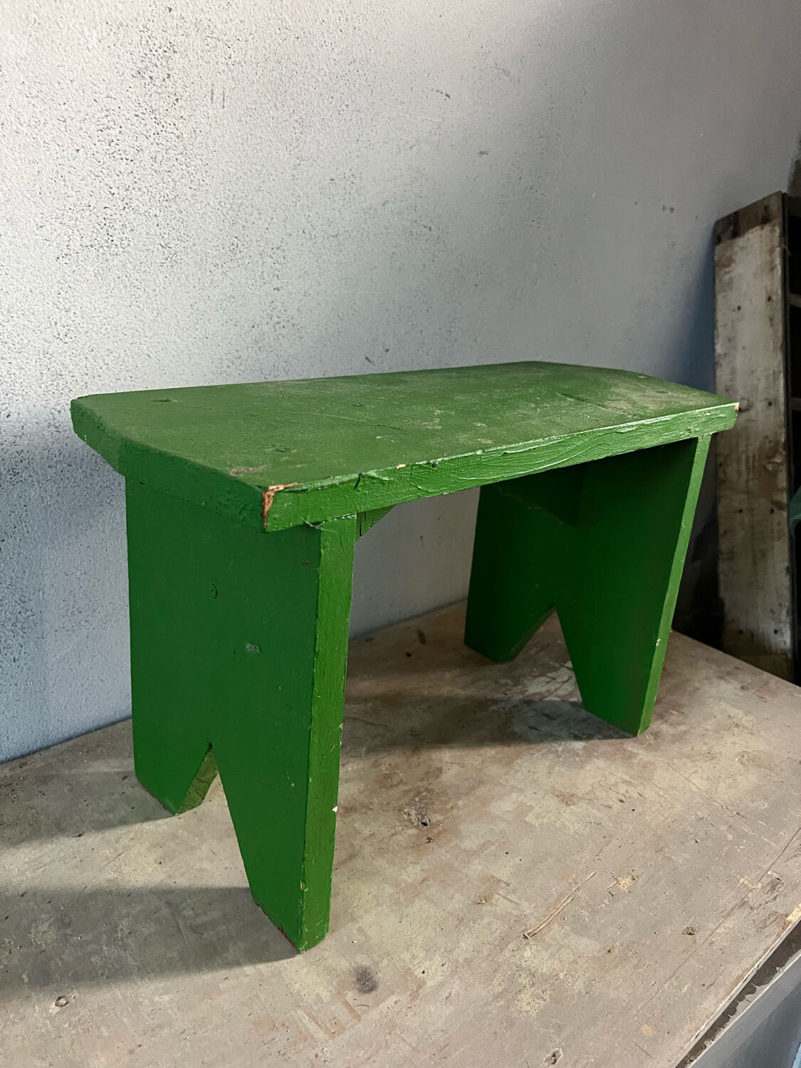Green wood bench stool