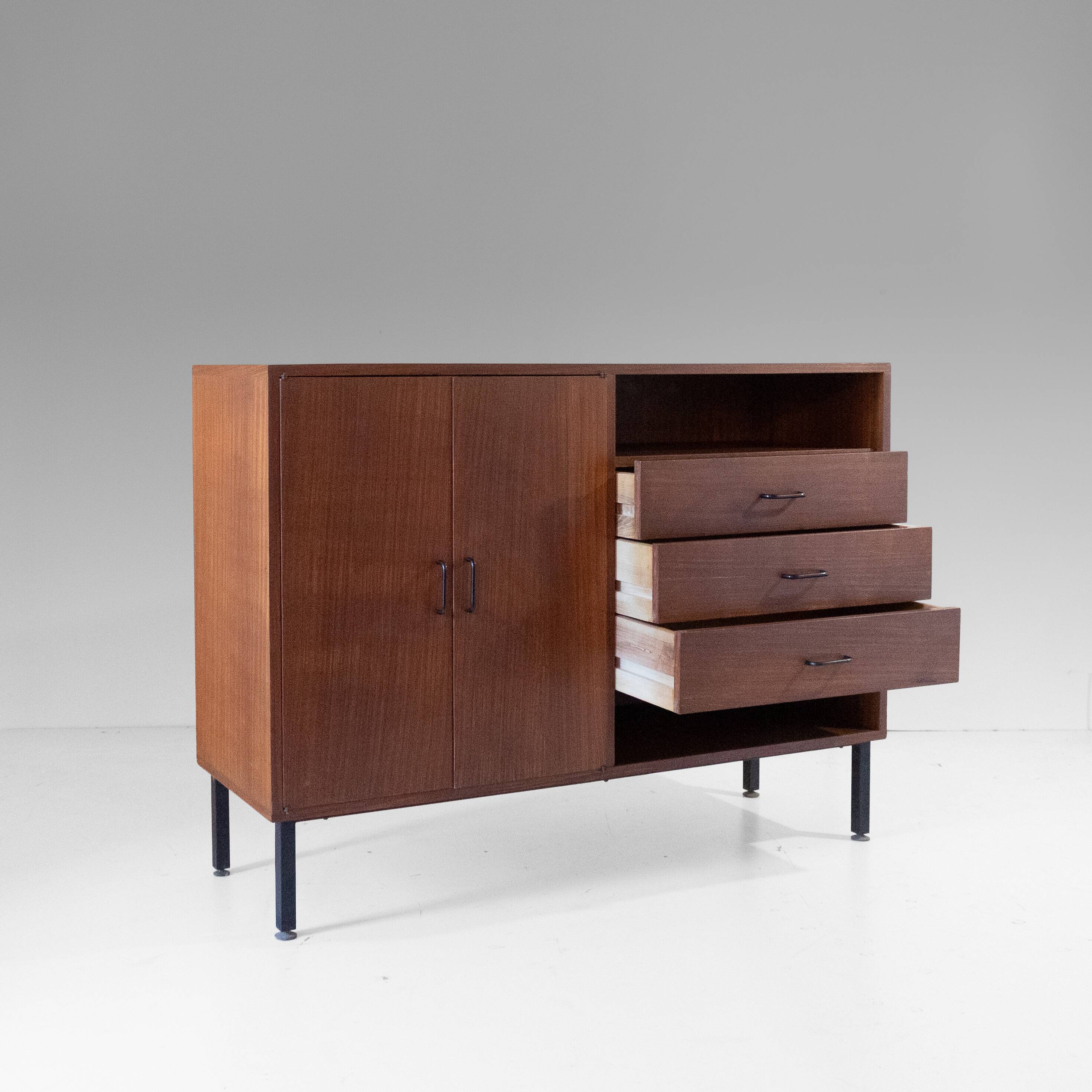Mid Century Modern Rosewood Sideboard with Drawers, Italy 1970s