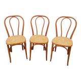 3 chaises de bistrot anciennes avec cannage