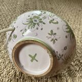 Faience lamp foot of Samadet XVIIIth green - old luminaire mounted on a jug / jar