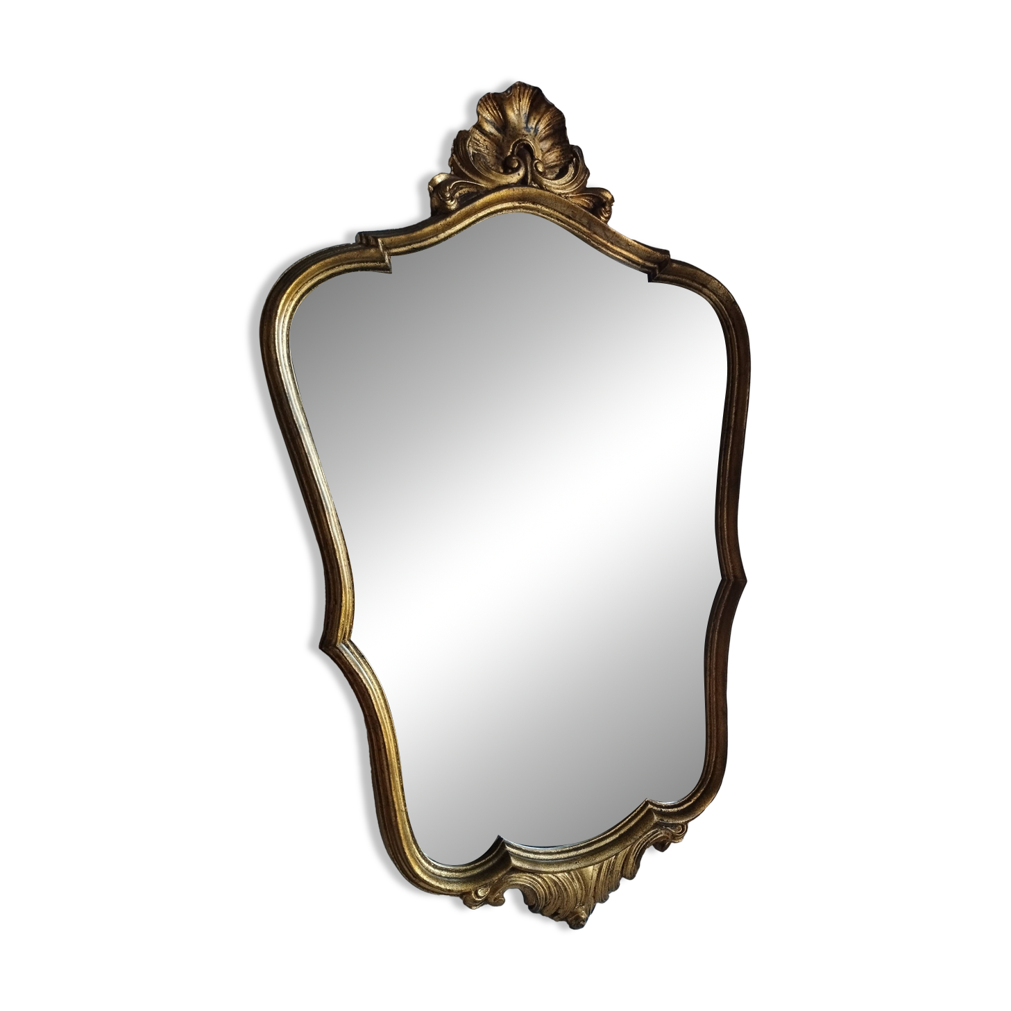 Antique large violin-shaped mirror in gilded wood, Rococo style, Louis XV (80x50 cm)