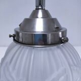 art deco pendant light with molded glass and chrome-plated metal frame