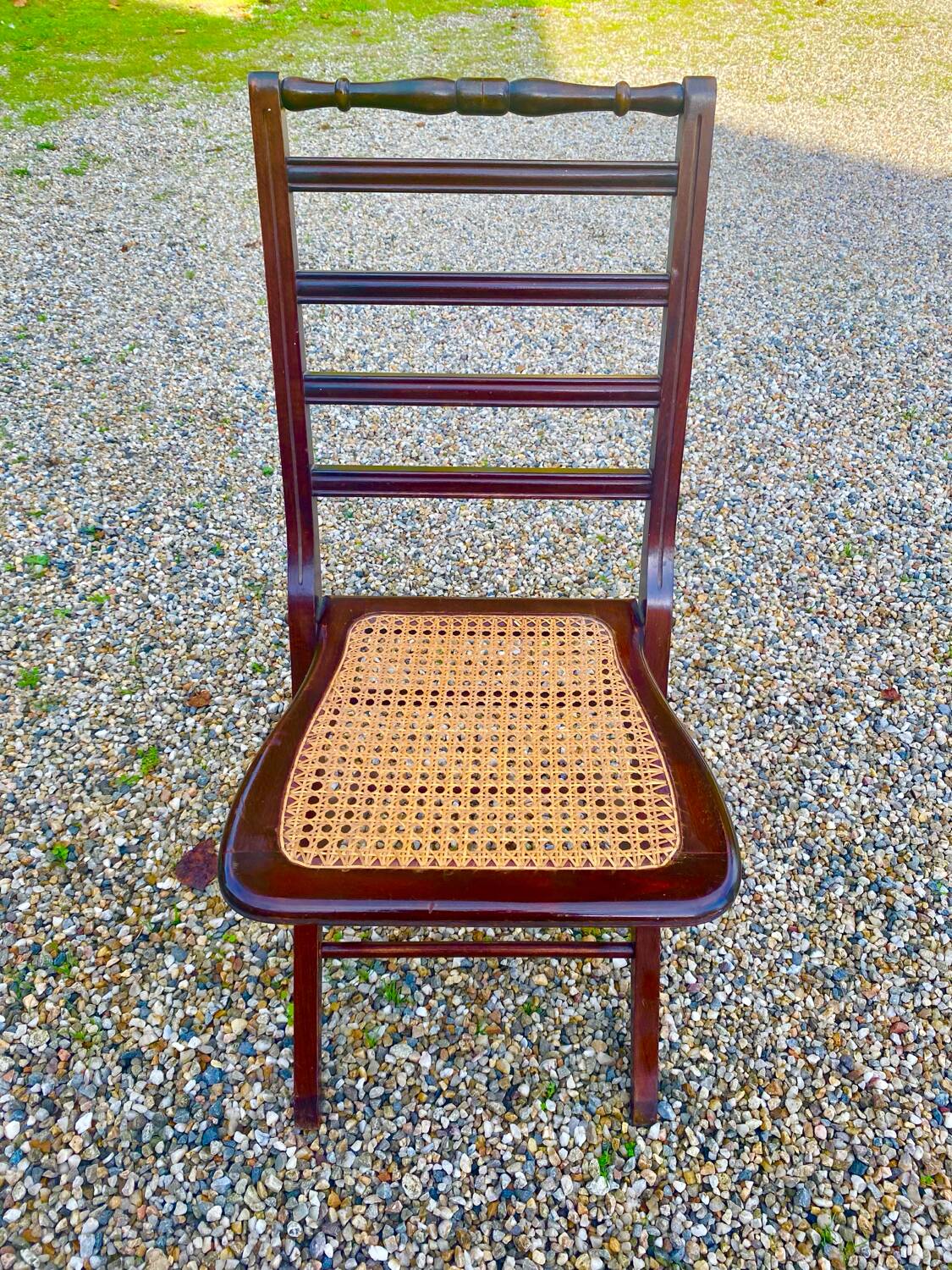 Caned folding chair