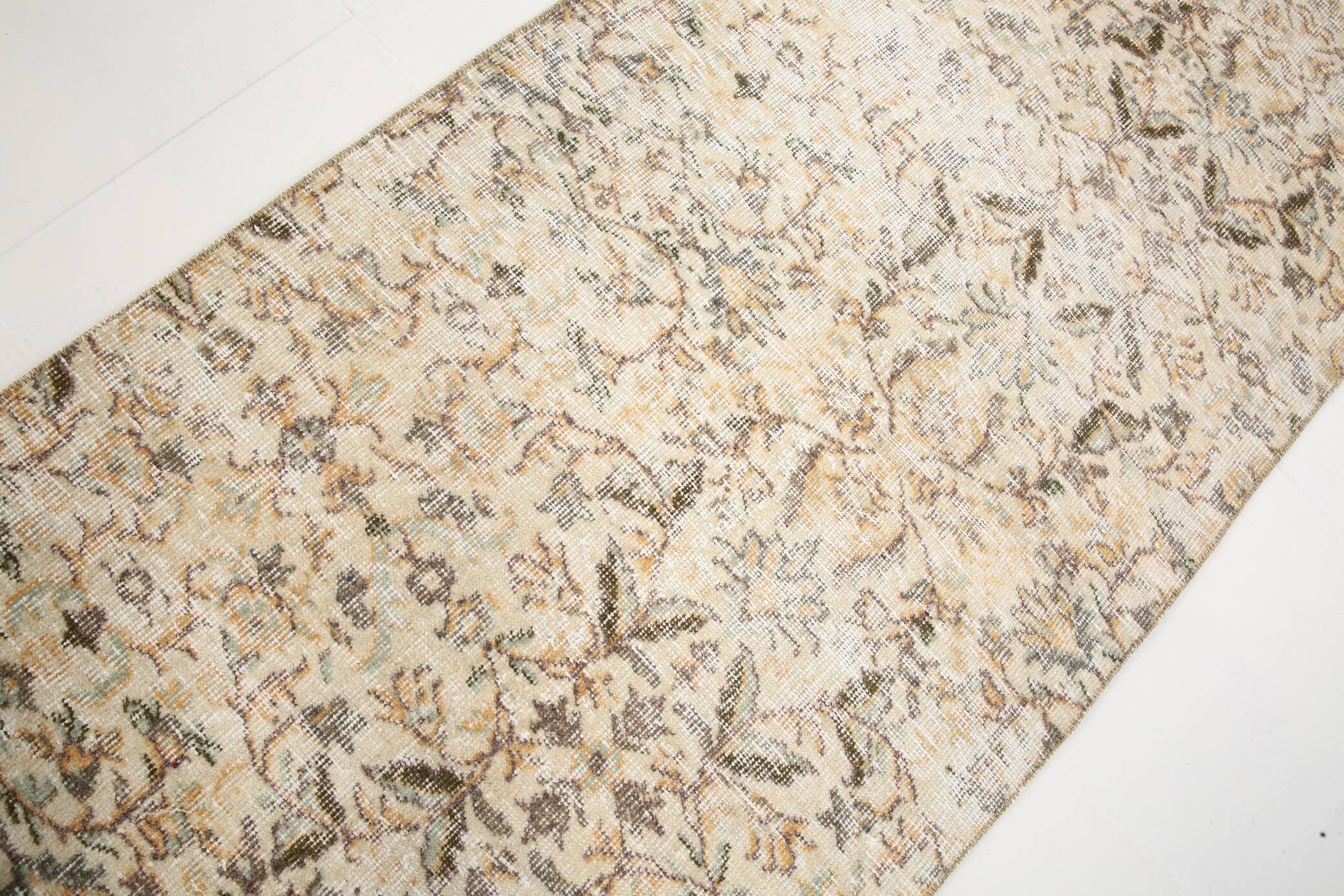 3x10 Beige & Brown Turkish Runner Rug, 84x263Cm