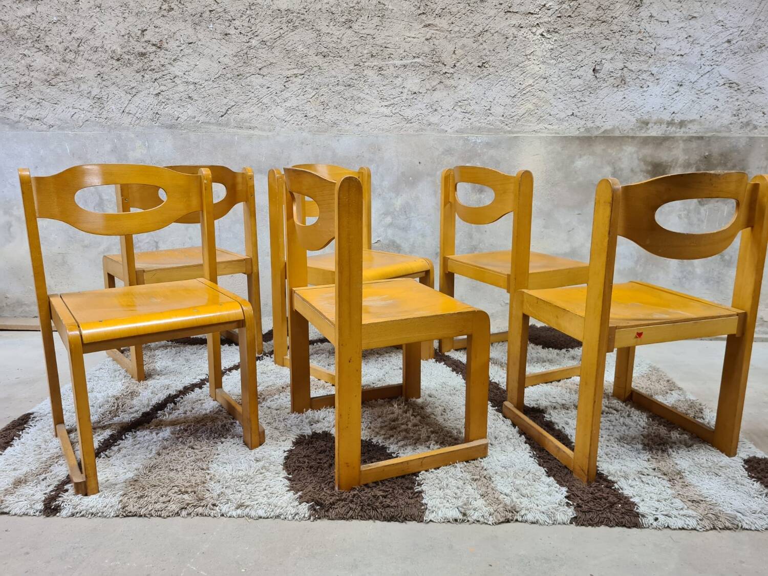 Set of 6 vintage sleigh chairs