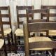 Suite of 8 oak chairs and straw seats - 1950s work