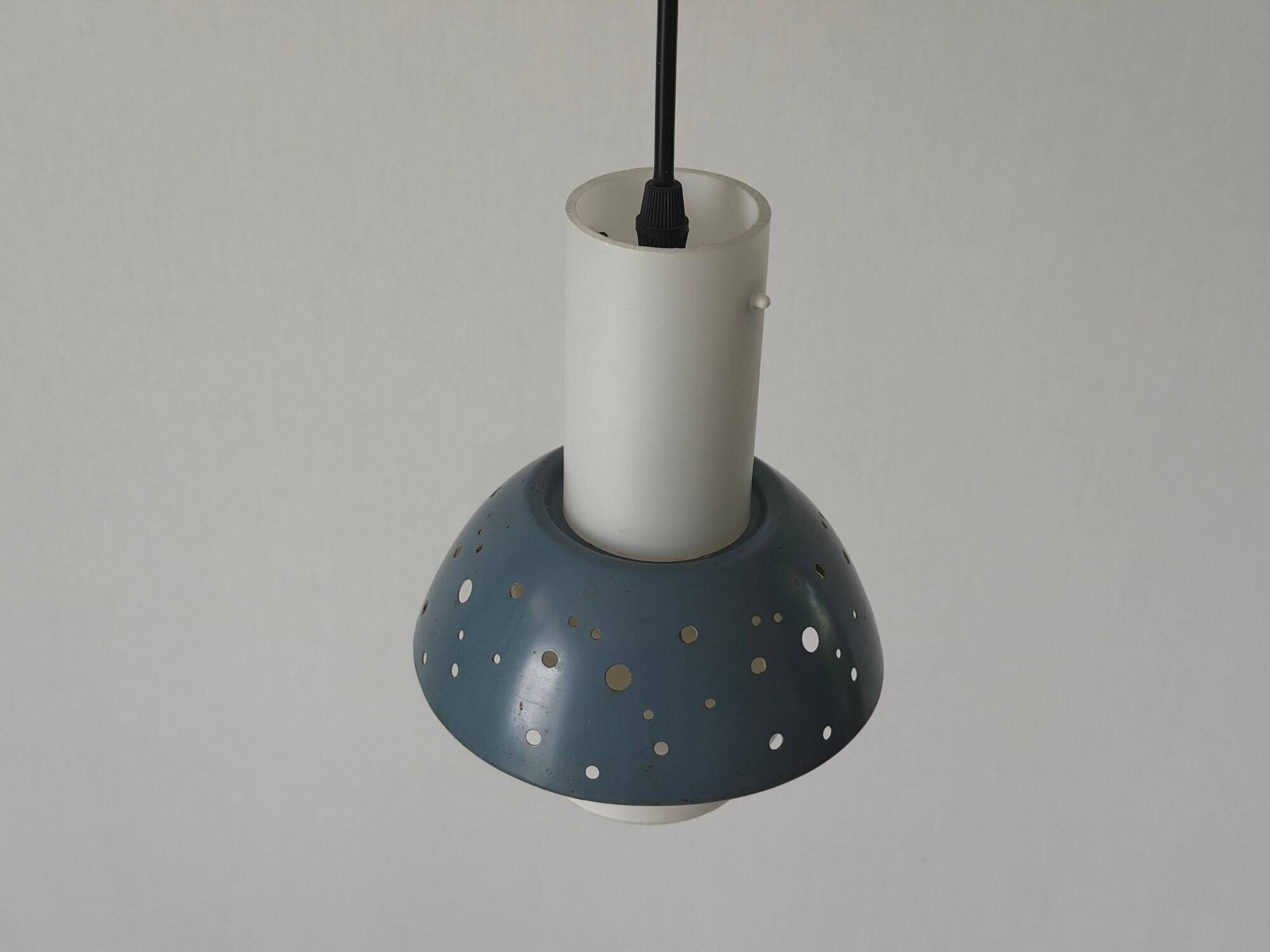 Metal and blue glass ceiling light by Ernest Igl for Hillebrand, 1950s, Germany