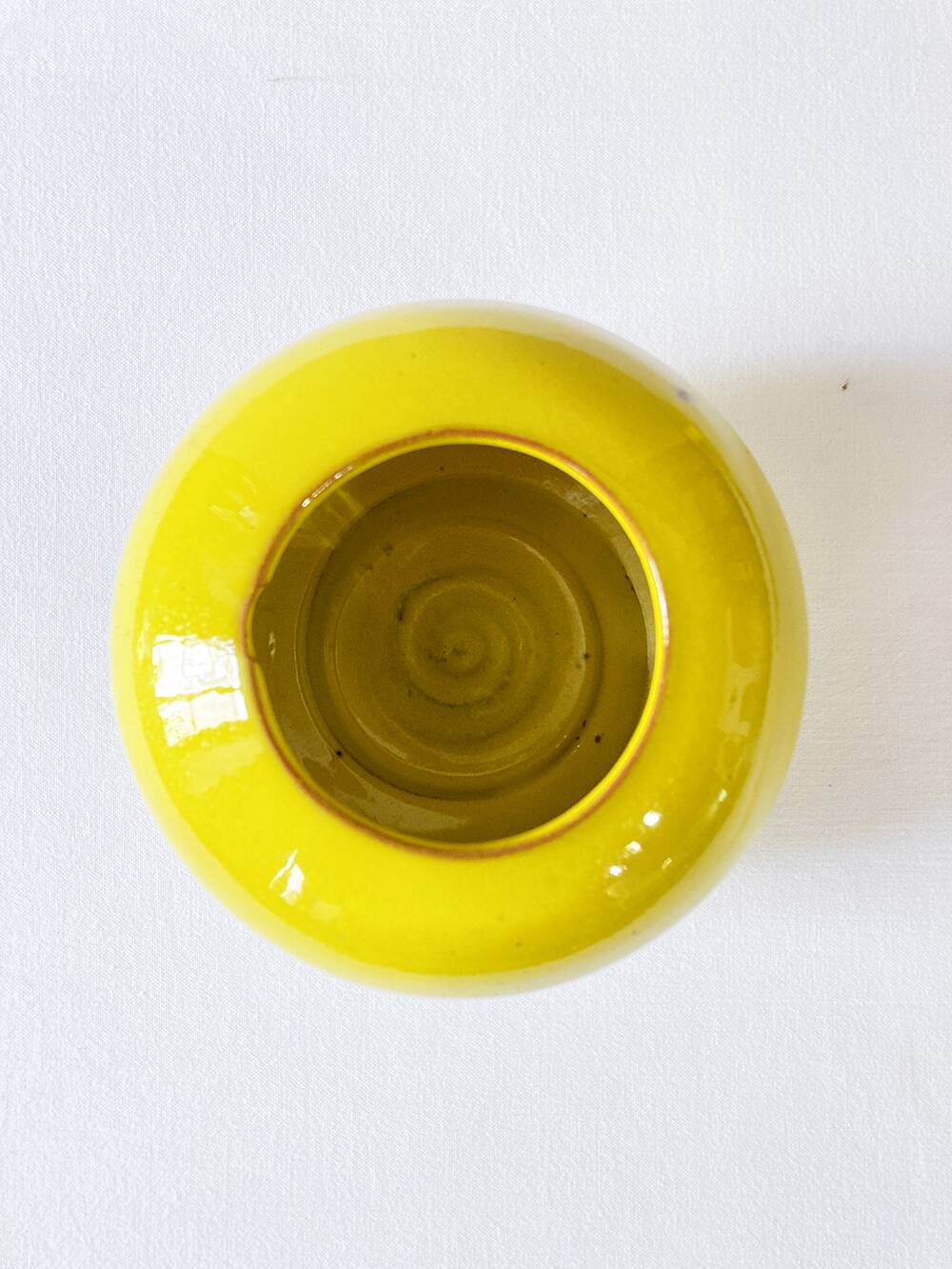 Yellow glazed ceramic sugar bowl