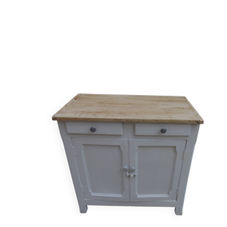 Vintage Parisian buffet re-enchanted in pearl grey, wooden top.