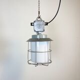Vintage Industrial Aluminium Lamp with Milk Glass, 1970s